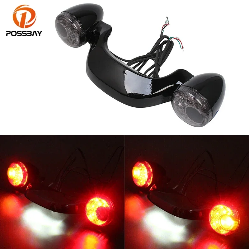 

LED Motorcycle Rear Turn Signal Brake Light Bar Lamp Gloss Black For Harley Electra Street Road Glide Road King Special FLHRXS