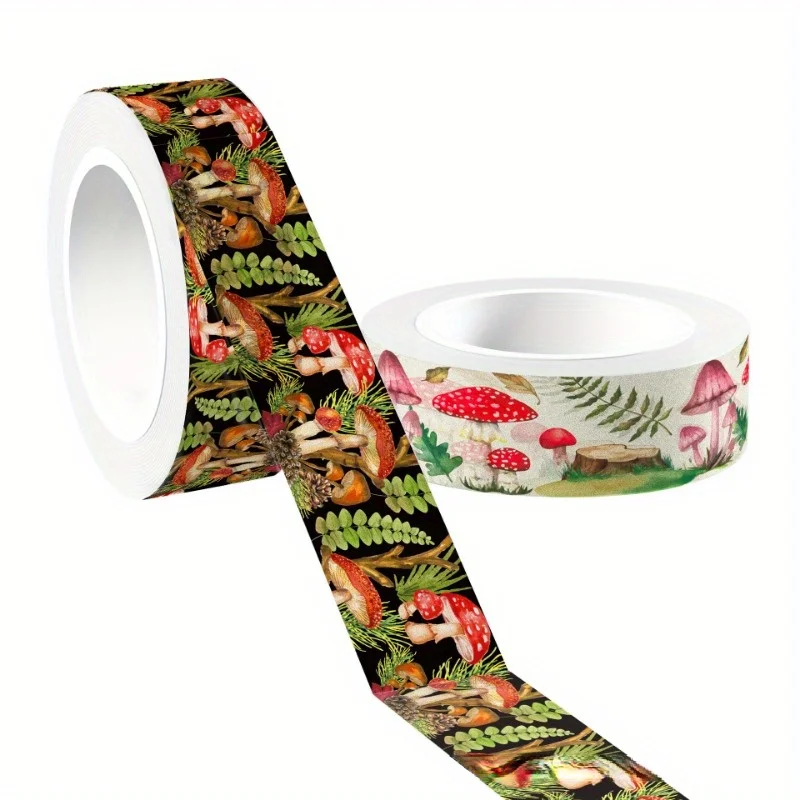 12 Rolls Washi Tape Set-Mushroom plants Decorative Masking Tape Junk Journal, Diy Craft,Scrapbooking supplies, Gift Wrapping