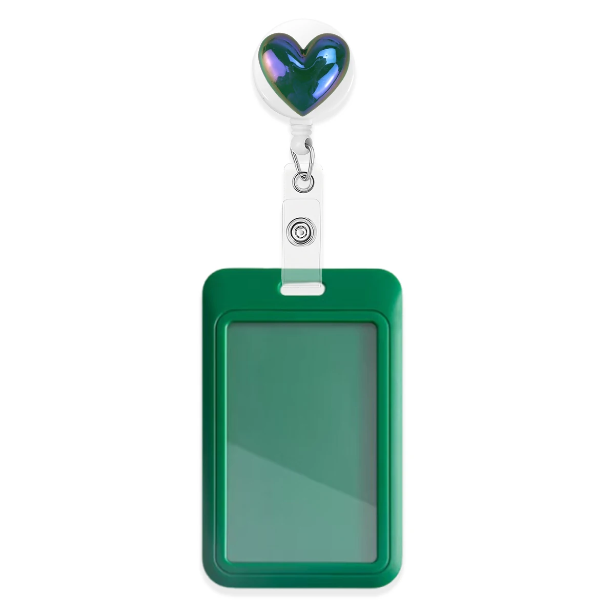1pc 하트 모양 접이식 배지 릴 ID 카드 홀더 포함 간호사, 교사, 학생용 귀여운 컬러 배지 릴 (일상 사용)