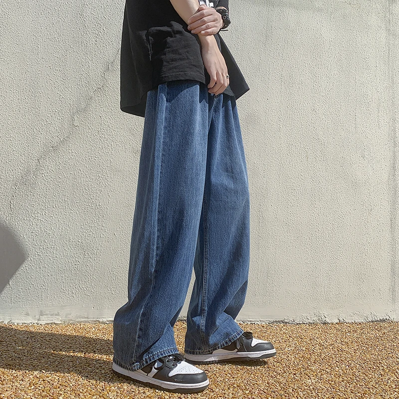4 Colors Baggy Jeans Men Fashion Casual Wide Leg Jeans Men Streetwear Loose Hip Hop Straight Denim Pants Mens Trousers M-2XL