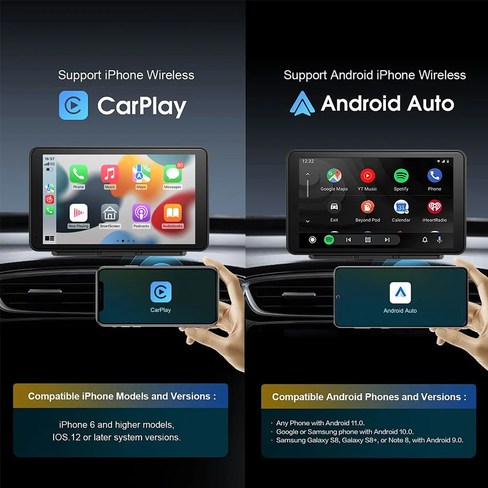 JIUYIN-reproductor de vídeo Multimedia para coche, 7 pulgadas, inalámbrico, Carplay, Android, pantalla táctil Universal portátil con Bluetooth AUX 3