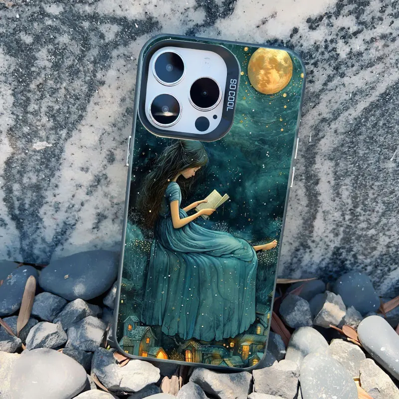 Waldnacht Sternenhimmel Baum Mond Handyhülle für iPhone 17 16 15 14 Pro Max Plus 13 Mini 12 11 Pro Max Stoßfeste Laser-Cover – Detail 5