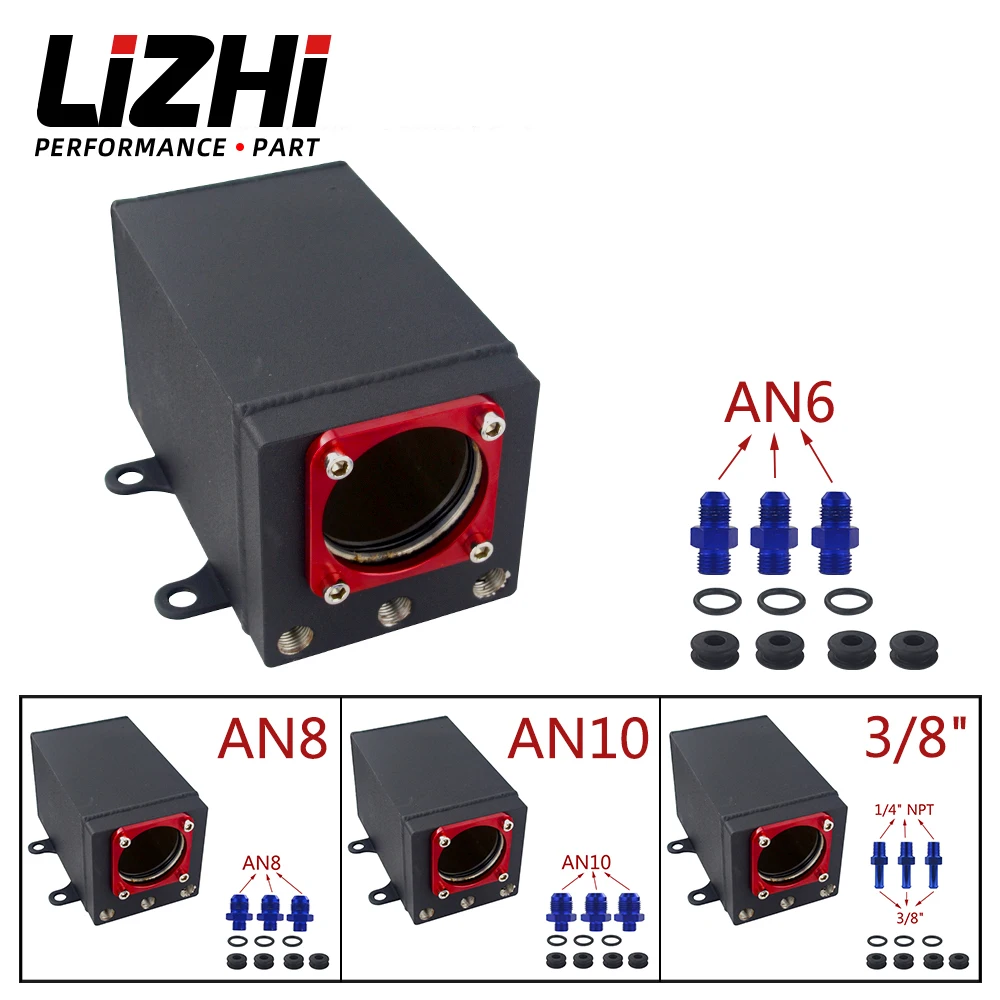 Lizhi- 60Mm Esterno 044 Serbatoio Della Pompa Del Carburante Racing Black Billet Aluminium Oil Catch Can Serbatoio Di Sovratensione Del Carburante Sin