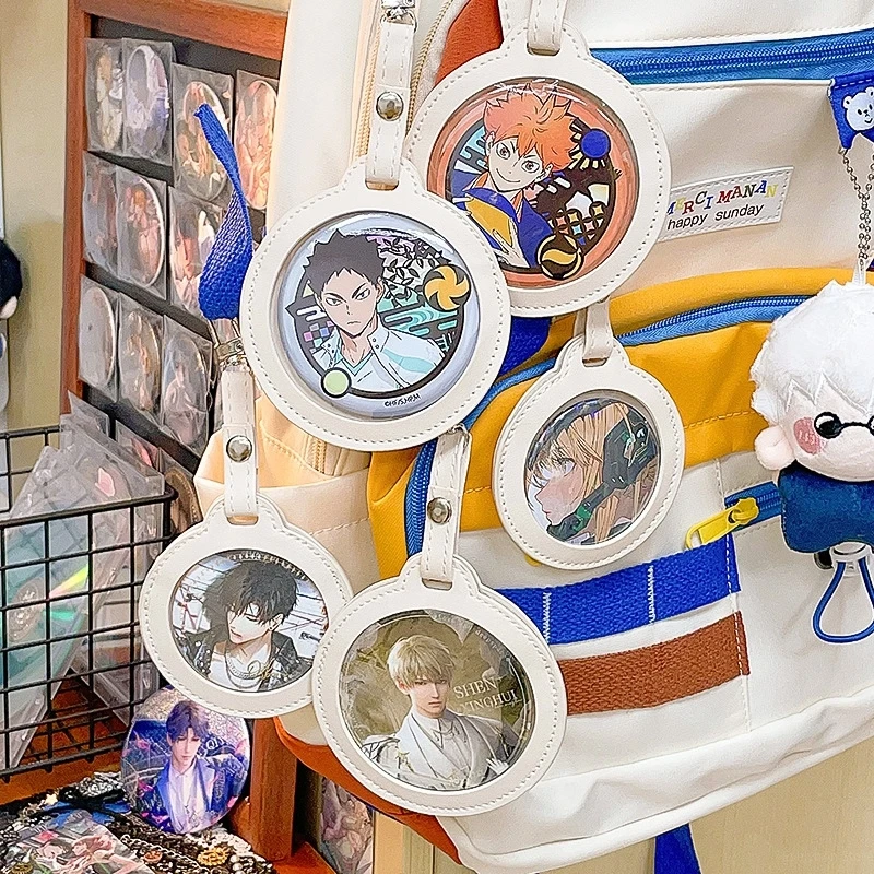 Round Badge Display Sleeve Anime Badge Protector Case Ita Bag Accessories Pin Storage Case