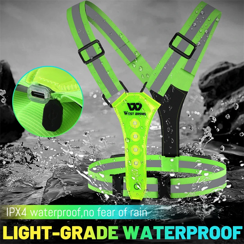 1pc LED Reflective Vest, High Visibility Night Cycling Running Gear, With  USB Charging Cable And Chest Waterproof Mobile Phone Pocket, Running Light  With Built-In Light Control Switch, Charging 2 Hours Can Continue