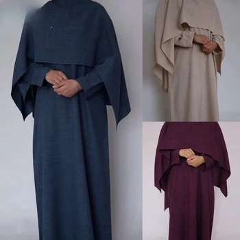 Women's Dresses Modest Abaya Set Latest Abaya Women Muslim Dress and Cape Hijab 2 Piece Abaya Set Women Islamic Clothing Suit