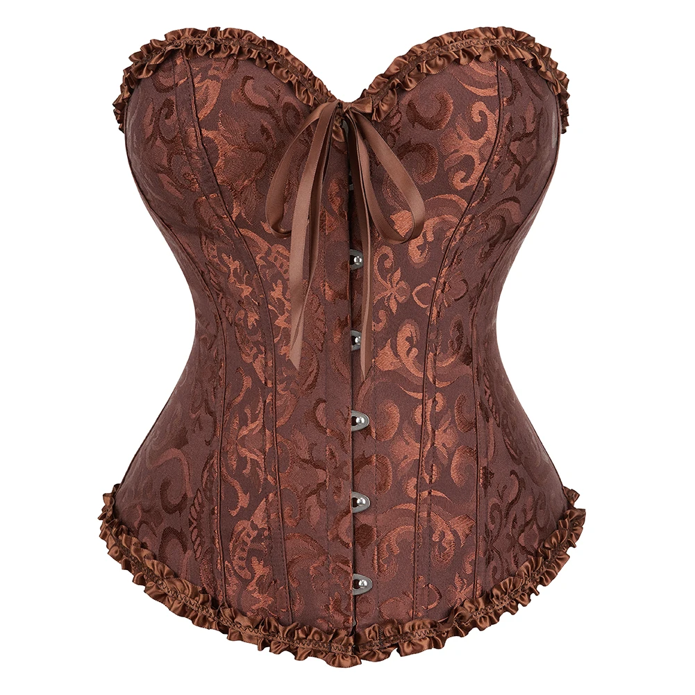 Corset et Bustier en Dentelle Florale pour Femme, Lingeries Steampunk, Costumes de brev, Vert Abricot Rouge Rose, #810