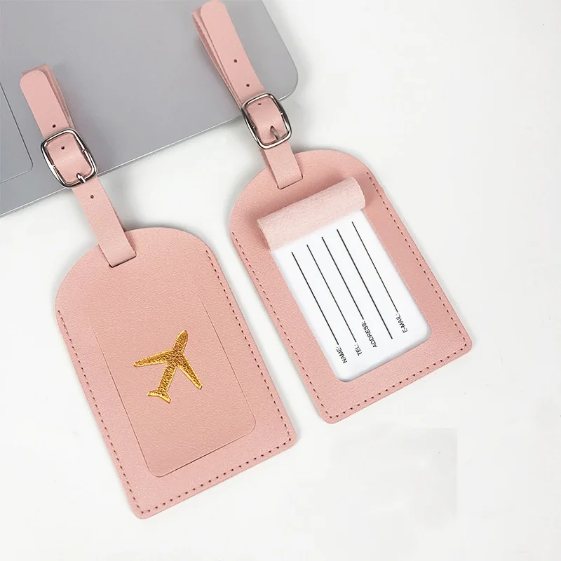 PU Leather Luggage Tag Fashion Candy Dopamine Color Scheme Stamping Airplane Signature Paper Aircraft