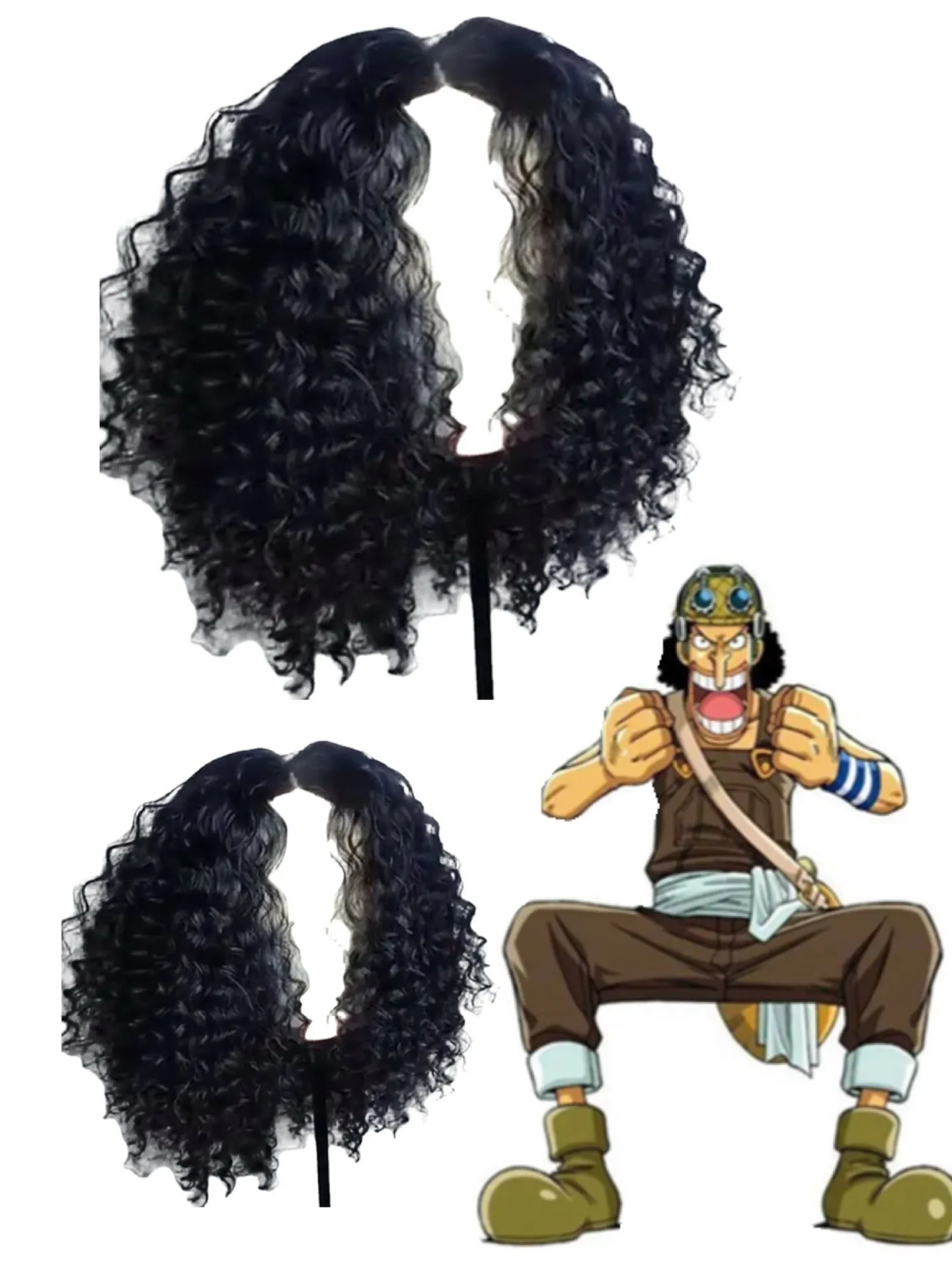 Costume Cosplay Usopp, Parrucca Marrone, Tuta, Maglietta, Sciarpa, Set Completo per Adulti, Abito per Carnevale e Halloween - immagine 6