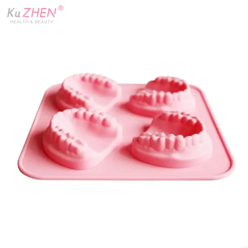 4구 얼음틀 몰드 틀니 치아 모양 몰드 실리콘 아이스 트레이 DIY 아이스크림 몰드 재미있는 장난감 선물 치과의사 노인용