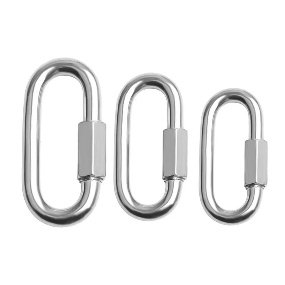 Stainless Steel Oval Triangle Carabiner Connecting Ring Meilong Lock Rock Climbing Equipment Fast Security Outdoor Tools