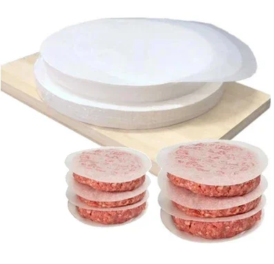100Pcs Hamburger Press Hamburger Frozen Patty Compartment Paper BBQ Oil Absorbent Paper Hamburger Press Patty Food Mat