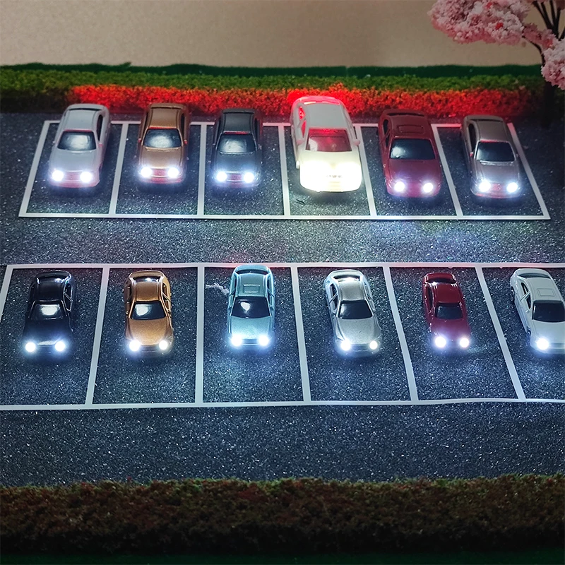 Voitures miniatures avec lumières LED, voiture en plastique, chemin de fer,  chemin de fer, train, ensemble de disposition de paysage de construction,  modèle 00-N, échelle 1:87 Ho, 12V, 5 pièces, 10 pièces - AliExpress