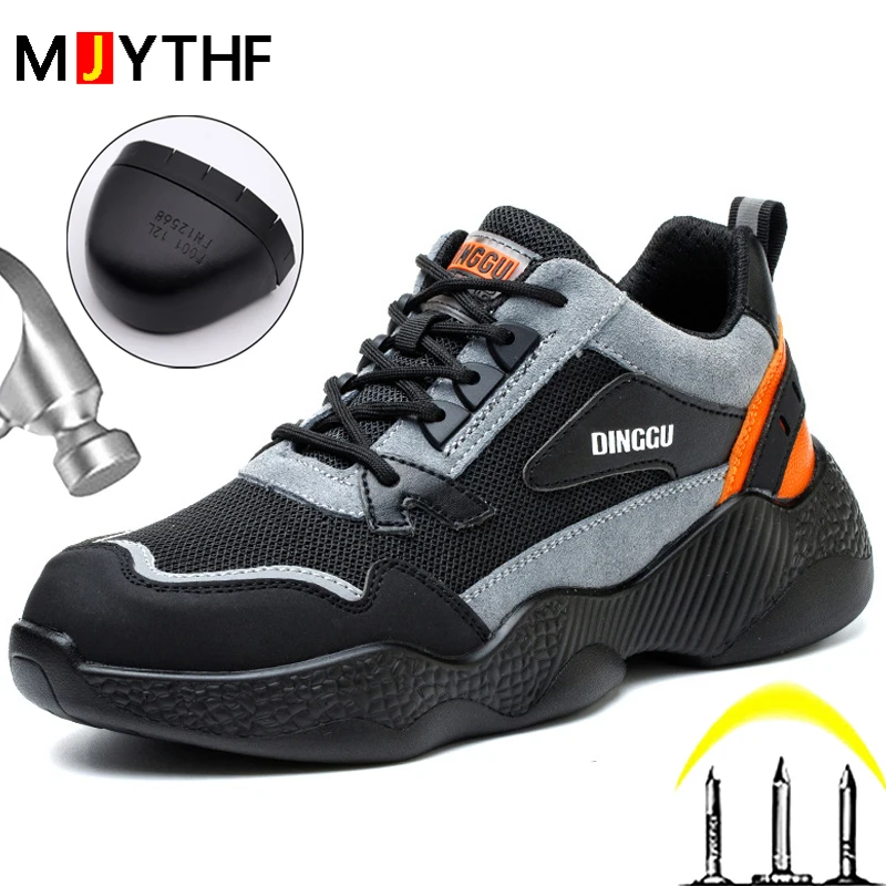 

New Security Protective Shoes Fashion Work Sneakers Men Steel Toe Shoes Anti-smash Anti-puncture Work Boots Safety Shoes Men