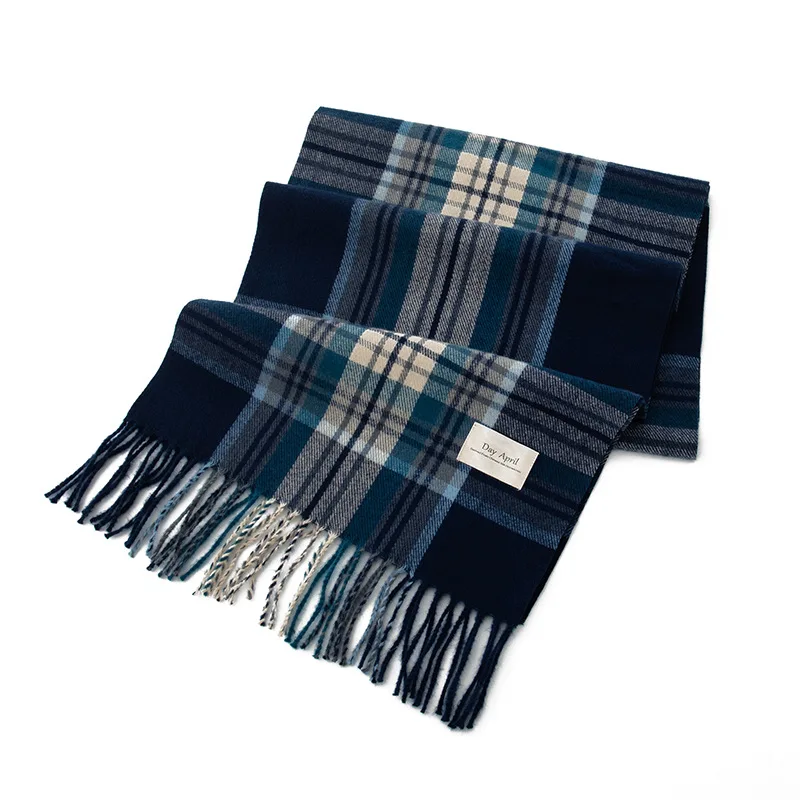 Autumn and Winter Christmas Plaid Scarf for Women Warm Imitation Cashmere Tassel Womens Christmas Scarf Shawl