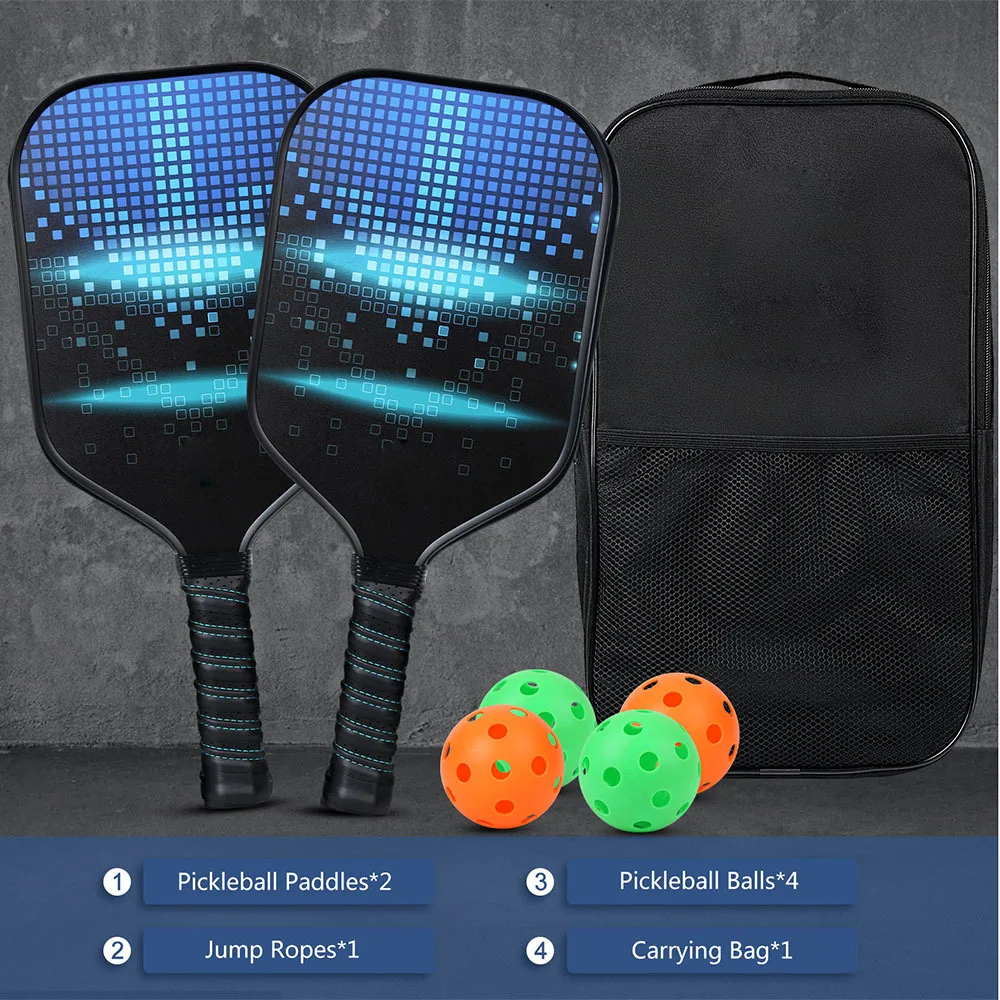 Pickleball Paddles Set 2 Rackets 4 Balls Graphite Honeycomb Core Lightweight Pickleball Racquet Equipment with Portable Bag