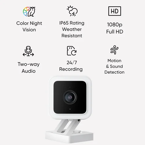 Wyze Cam v3 실내 및 실외 와이파이 보안 카메라, 1080p HD 컬러 나이트 비전, 양방향 오디오, Alexa Google Assistant와 연동 2