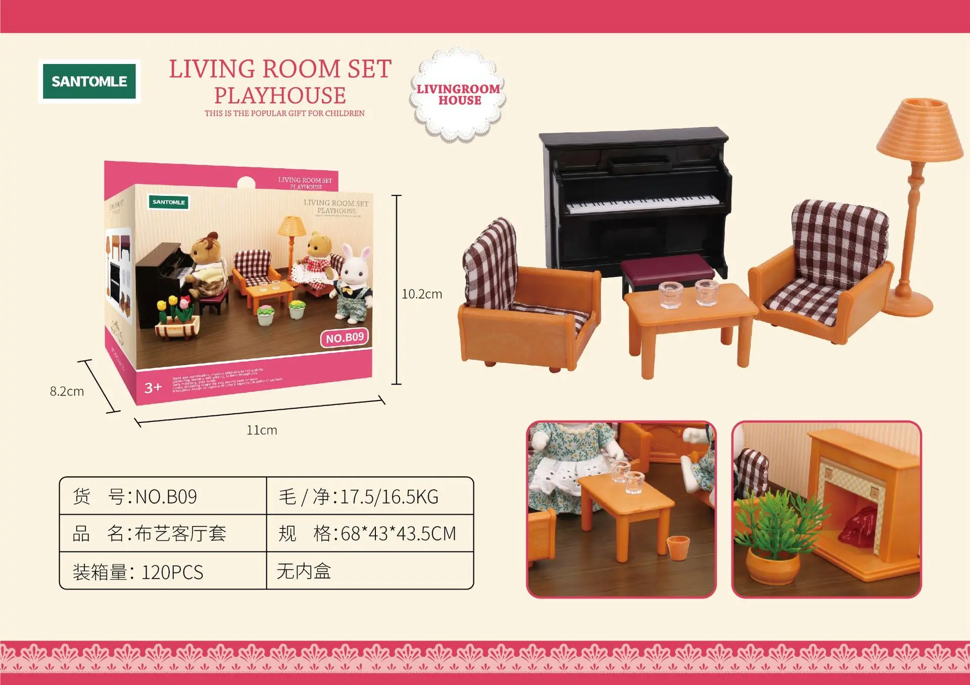 Woodland Animal Dollhouse Furniture Set: Miniature Bedroom, Kitchen, and Bathroom Accessories