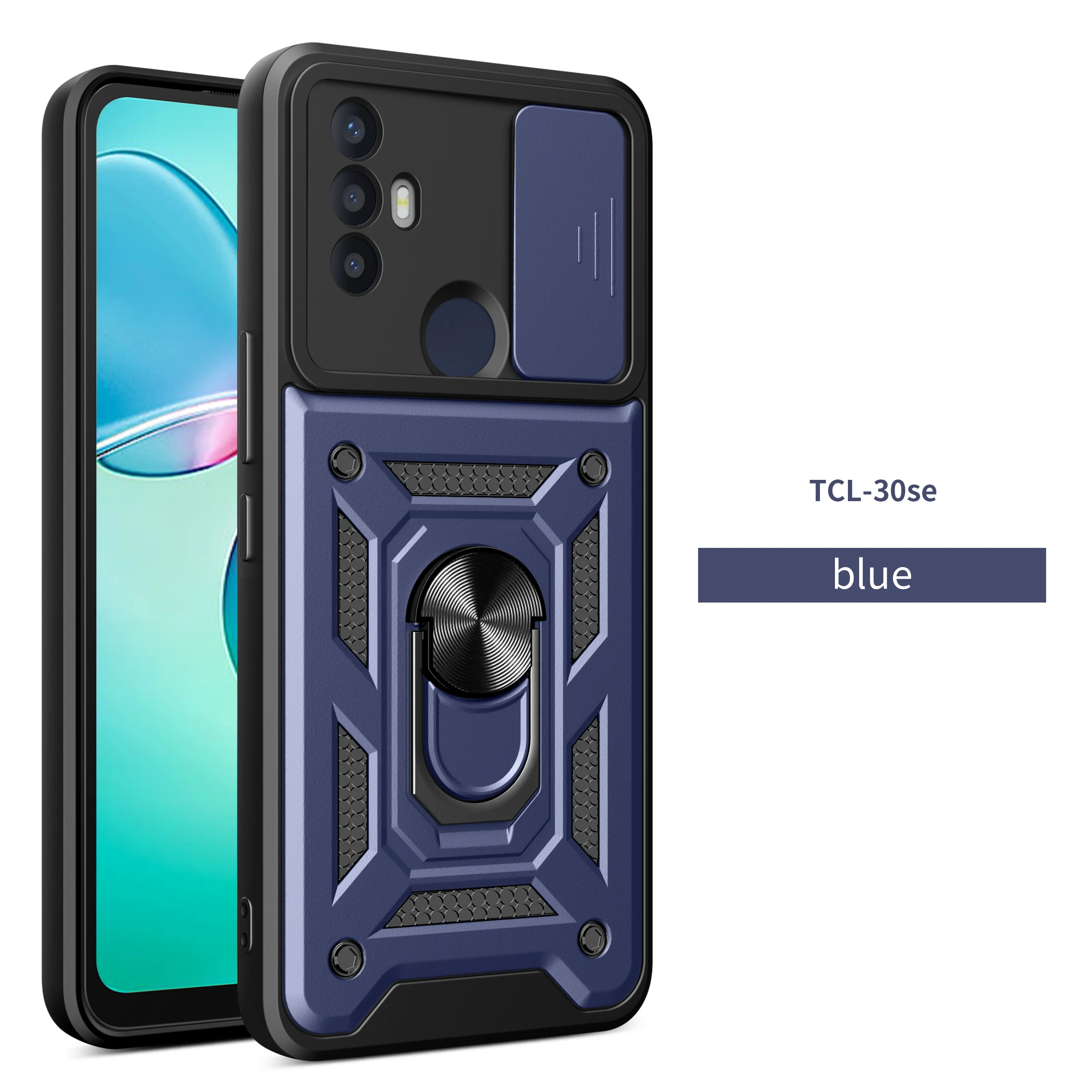 Magnetic Ring Holder Armor Case with Slide Camera Protection