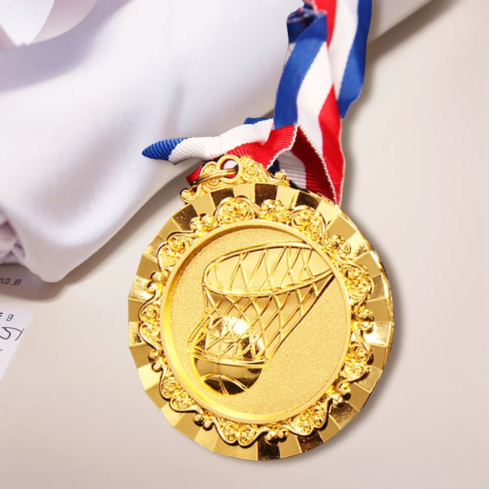 6.5cm Basketball Medals Award Medals Neck Ribbon Gold/Silver/Bronze Game for Winners