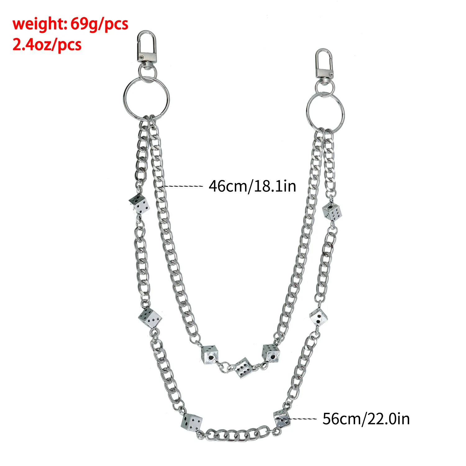 European American Hip Hop Double Layer Punk Fashion Chain Accessory
