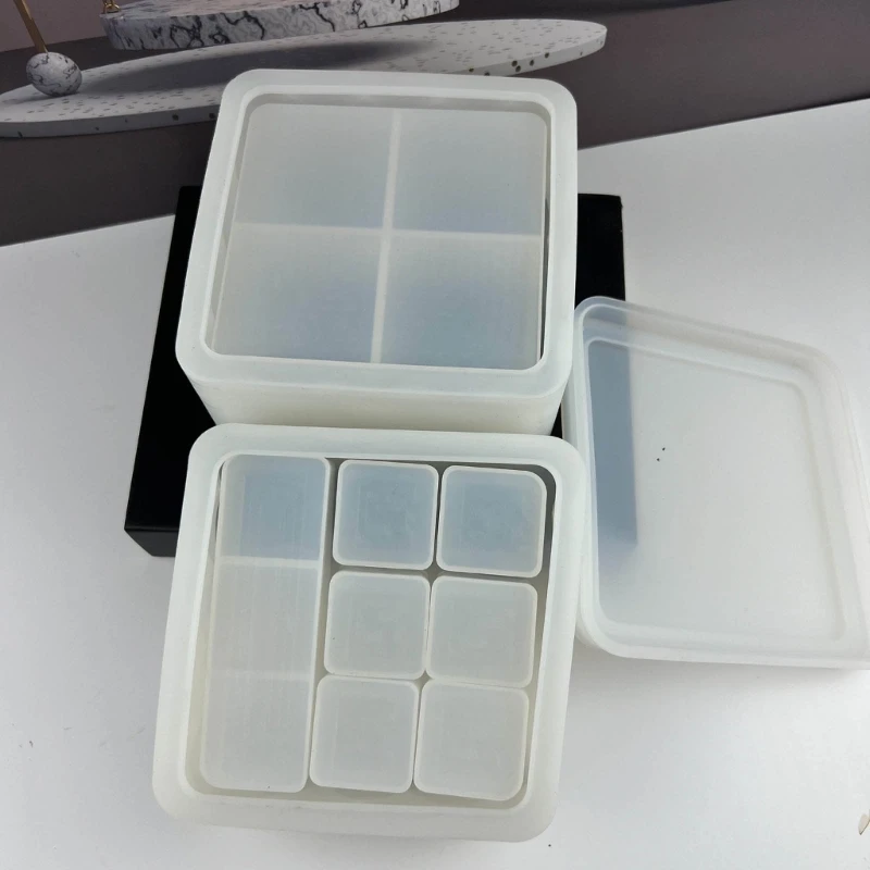 

DIY Jewelry Box Molds Stackable Silicone Lipstick Storage Box Mould Epoxy Casting Resin Mold for Pigment Bottle Making