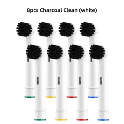 Bamboo Charcoal Toothbrush Head: Soft Bristles for Gum Protection, Deep Clean, and Stain Removal (8pcs white)