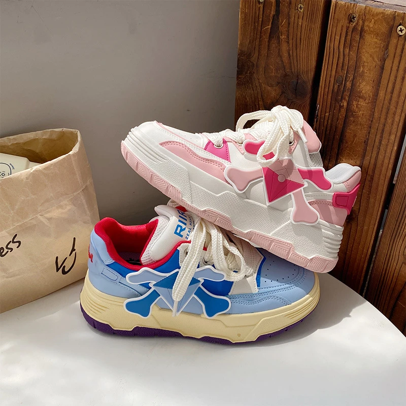 

INS Casual Platform Shoes For Women Sneakers Fashion Trend Spring Autumn Lace Up Woman Vulcanized Shoes Flats Sneakers Ladies