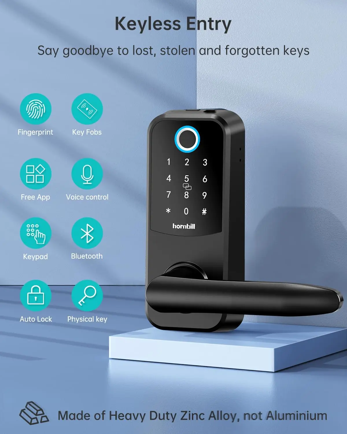 Fingerprint Smart Door Lock Handle: Entry Door Lock