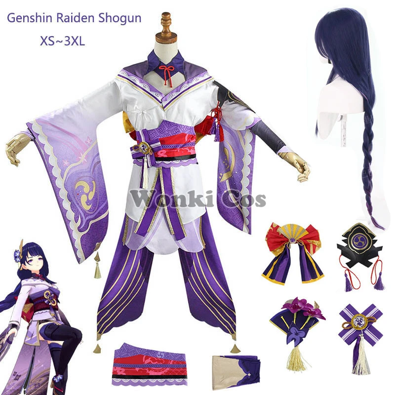 Game Genshin Impact  Raiden Shogun Cosplay Costume Wig Purple Long Hair Full Set Genshin Baal Cosplay Party Costumes sexy costumes for women