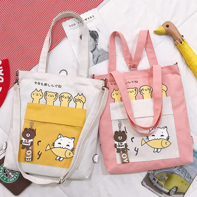 

Female Shoulder Bag Woman Handbags Trend 2021 Canvas Simple Lady Cartoon Designer Women's Shopper Totes Crossbody Bags For Women