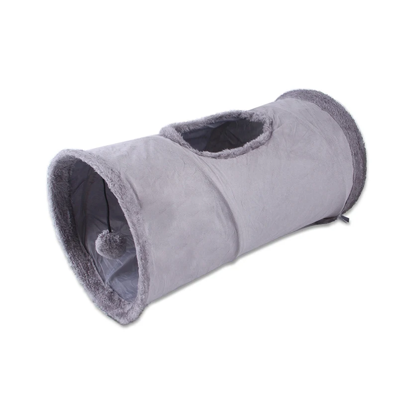 Collapsible Cat Tunnel Pet Cat Toys Play Tunnel Durable Suede Pet Toys Play Tunnel with Ball and Hole Pet Supplies