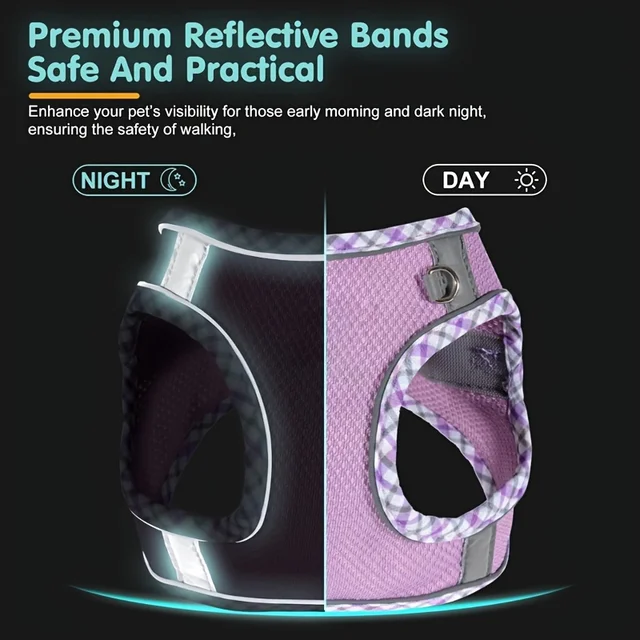 Reflective Puppy Harness and Leash Set Breathable Summer Mesh Dog Harness Vest Pet Cat Chest Straps Chihuahua Yorkies Harness 5