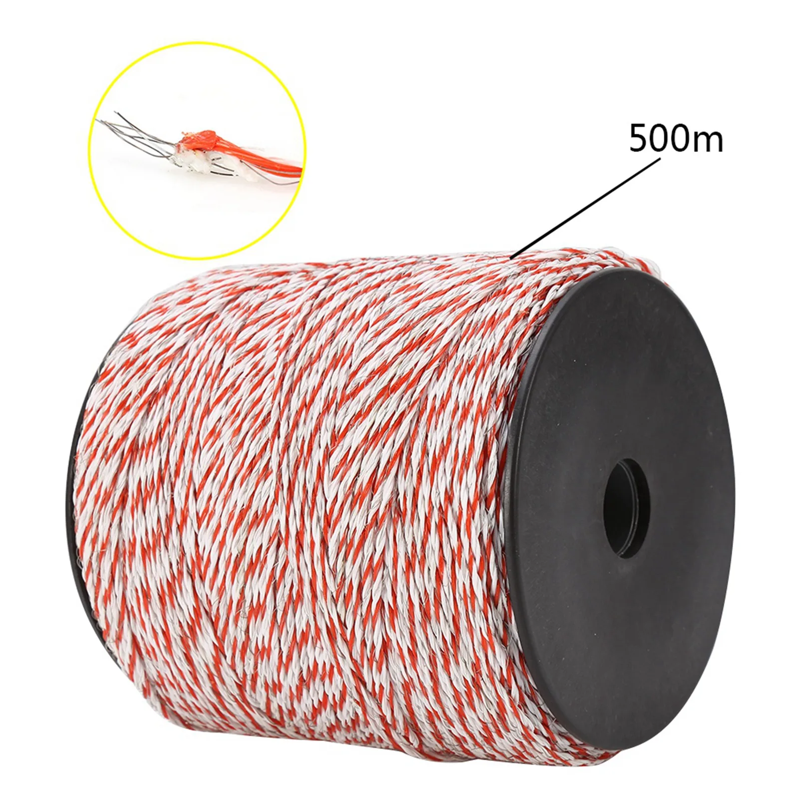 500M White&amp Red Electric Livestock Fence Wire Stainless Steel Conductive Rope Conductive Fence Wire
