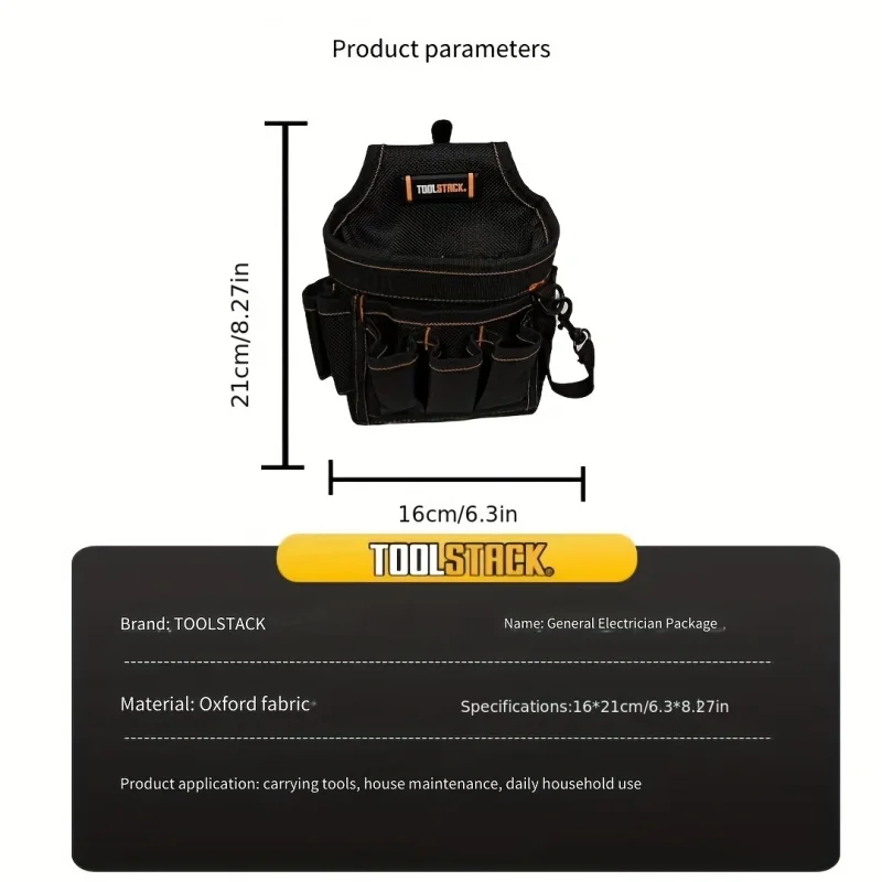 TOOLSTACK 1200D 옥스포드 천 다기능 전기 기술자 도구 가방 내마모성 대용량 새로운 스타일
