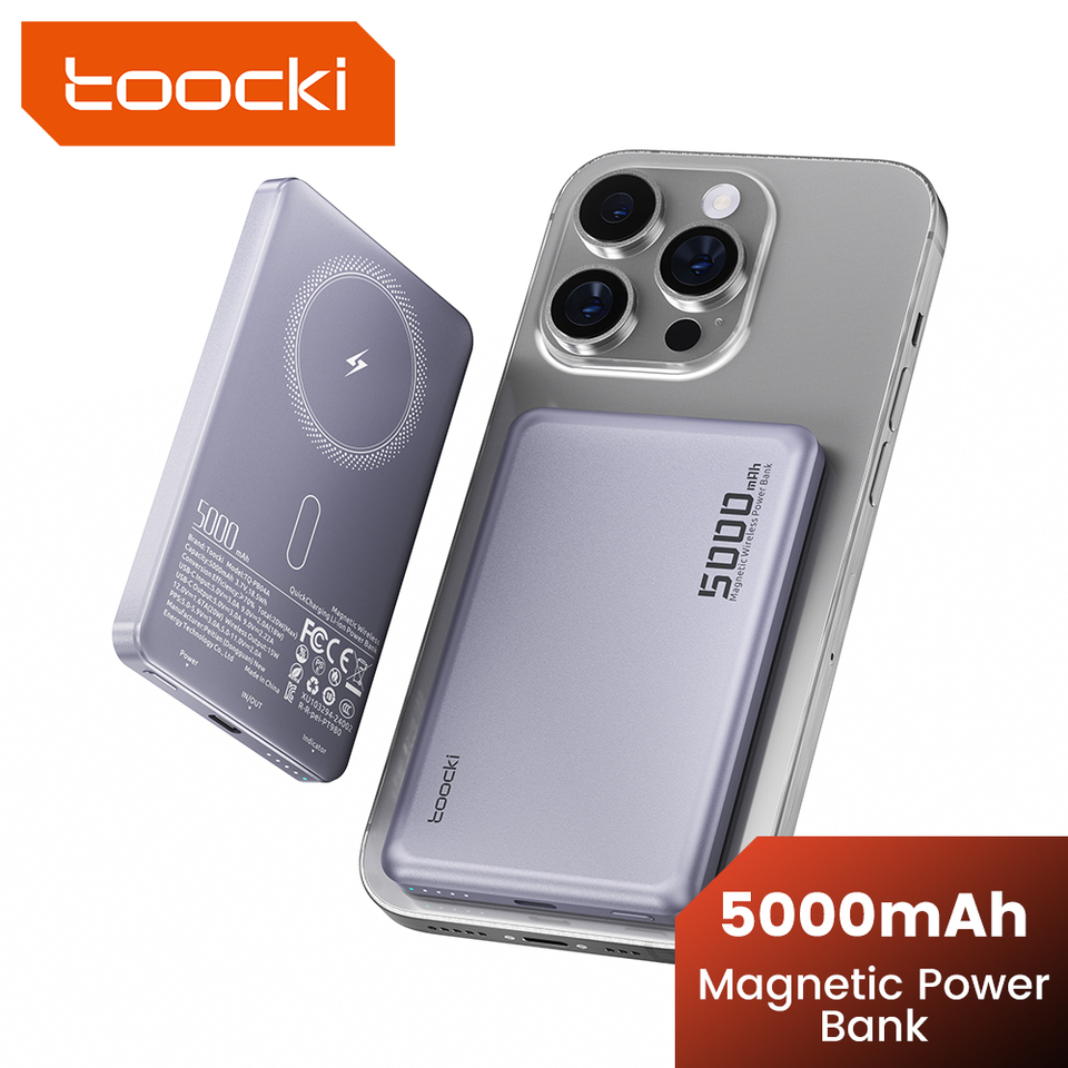 Toocki PB04B PowerBank PD 20W Magsafe 15W Wireless Charging for iPhone 16 15 14 13 12 External Battery Portable Power Bank