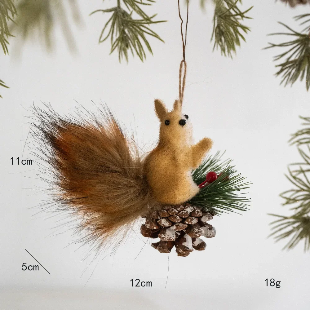 Cute Artificial Squirrel Pendant Christmas Tree Hangings Ornaments Simulated Squirrel Craft Xmas Garden Doll Pendant Decorations 5