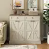 Vabches Tilt Out Trash Cabinet Kitchen Trash Cabinet with 2 Drawers Island Counter Trash Bin Cabinet for 10 Gallon Garbage Can 4