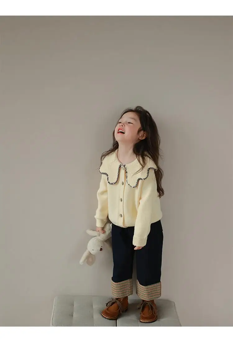 Herbst Winter Kpop Mode Harajuku Mädchen Strickjacke alle passen Strick oberteile lose lässige Kinder kleidung Langarm pullover – Detail 6
