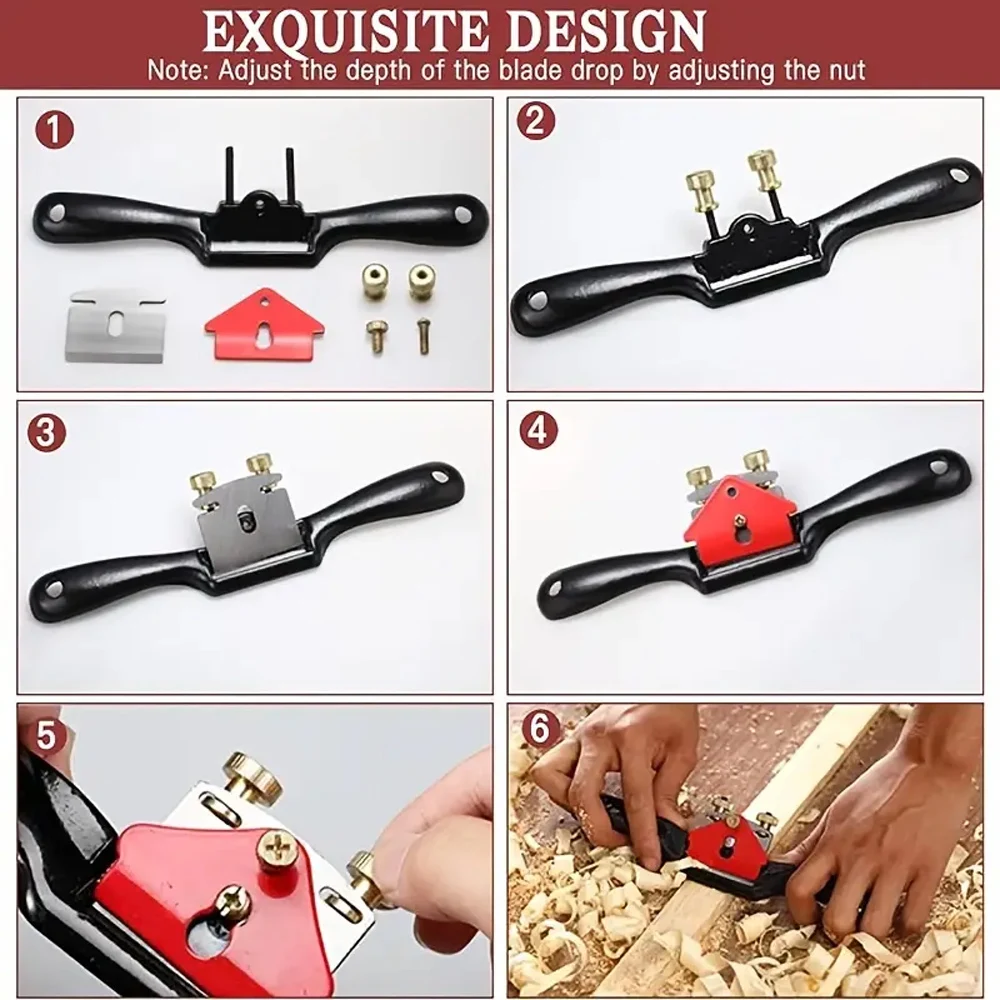 9" Woodworking Hand Tools Wood Trimming Tool Hand Planer Screw Planer Shave Wood Cutting Edge Adjustable Hand-Operated Woodworking Carpenter DIY Model Making