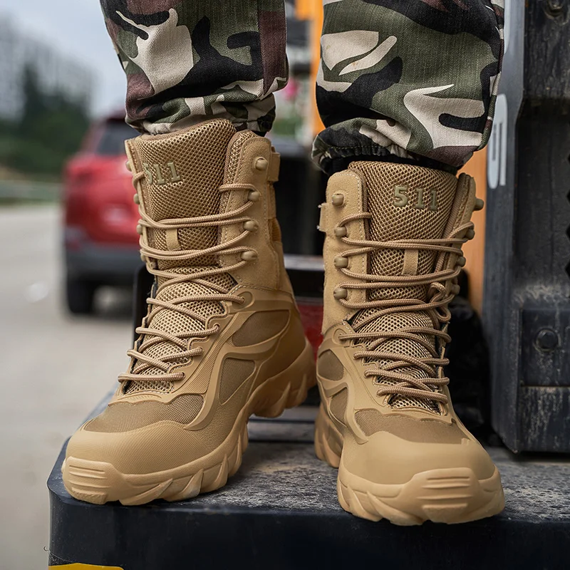Winter Outdoor Leather Military Boots Hot Fashion Men Boots Breathable Army Combat Boots Plus Size Desert Boot Men Hiking Shoes