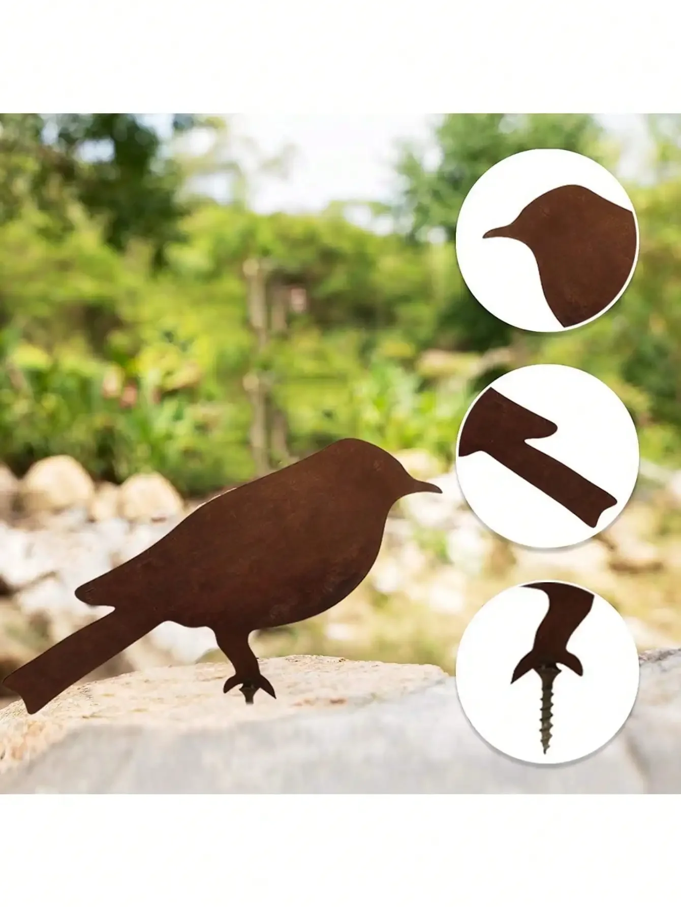 Garden Stakes 4pcs/5pcs Rust Birds Metal Garden Decoration