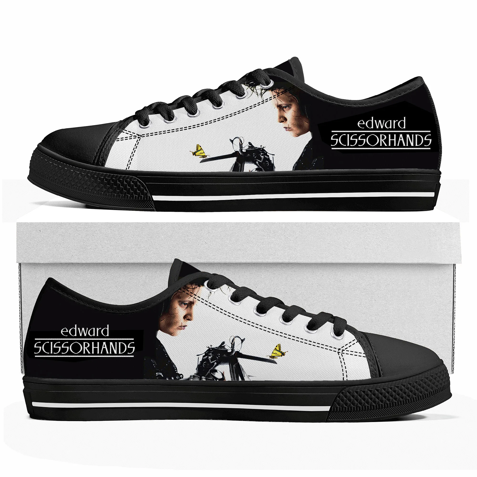 

Edward Scissorhands Johnny Depp Low Top Sneakers Mens Womens Teenager Canvas Sneaker Casual Custom Made Shoes Customize Shoe