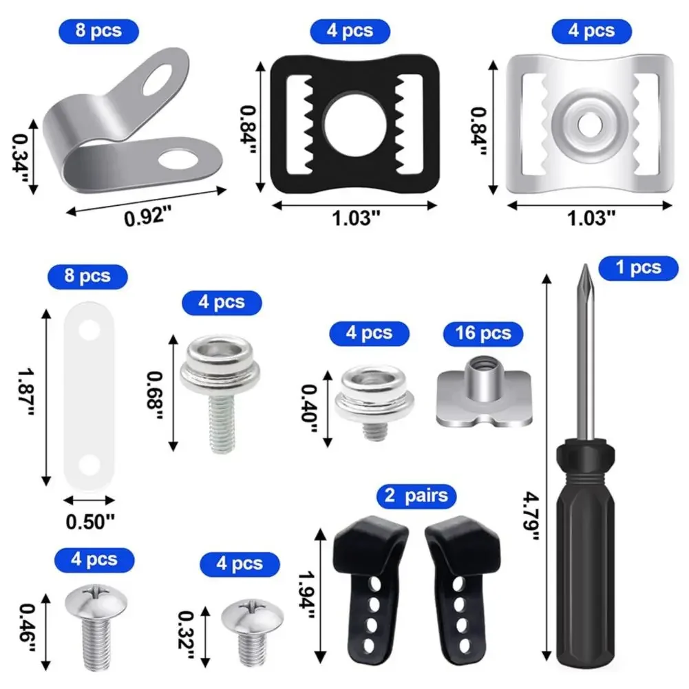 Helmet Repair Kit Helmet Chin Strap Nuts R-clips Rubber Washers Nuts Buckle Screwdrivers Adapter For Helmets 60 Pcs