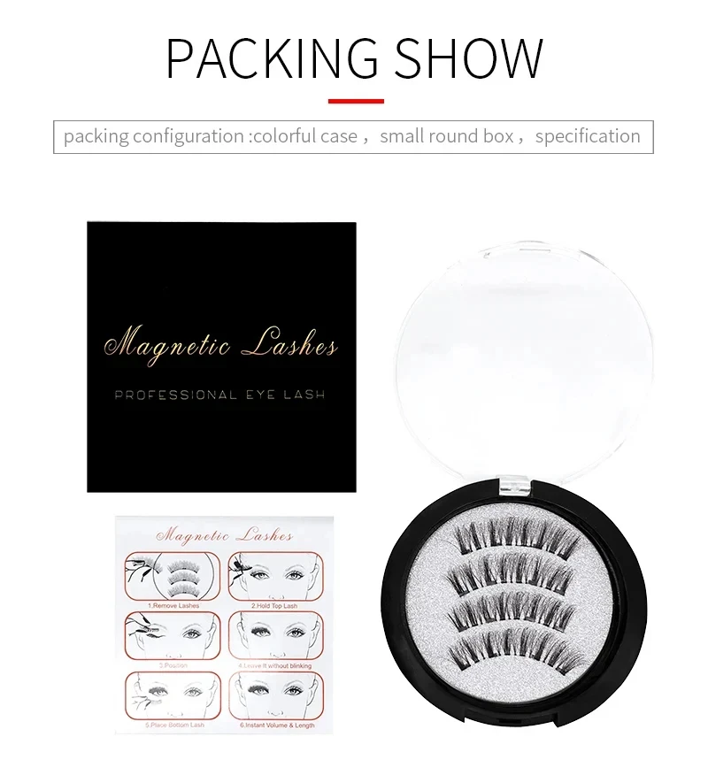 2 Pairs Magnetic Eyelashes False Lashes With 4 Magnetic 3D reusable magnetic eyelashes Tweezers Set Portable Makeup Set Lash