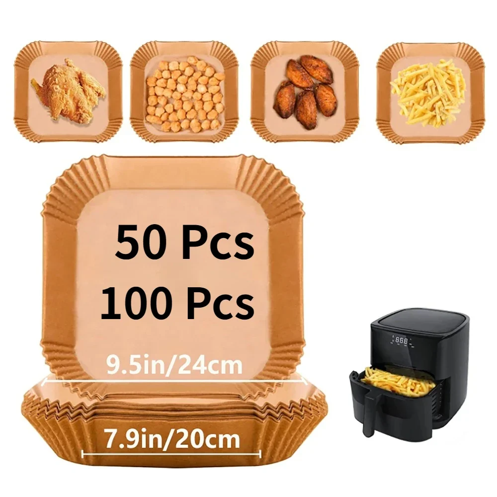 Air Fryer Paper Liners 16/20cm Air Fryer Disposable Paper Liners Parchment Paper Liner Non-Stick Air Fryer Pads AirFryer Oil Resistant Baking Tools air fryer paper,disposable air fryer liners,air fryer accessories,air fryer liners,parchment baking paper