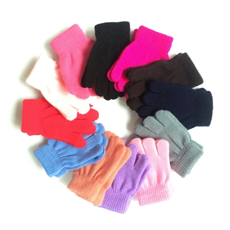 Toddler Boy Girl Plush Lining Knitted Full Finger Gloves Outdoor Winter Warm Mitten for 2 3 4 5 6 Years Old Children Accessories 3