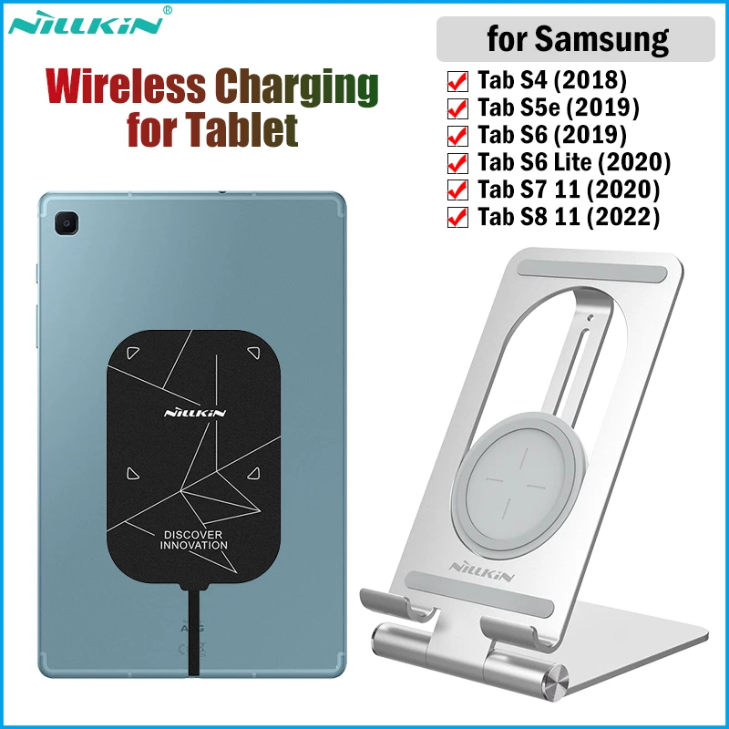 Nillkin receptor carga inalámbrica soporte de cargador inalámbrico rápido de 10W para Samsung Tab S8, S7, S6 Lite, S5e, S4, S3, 10,4, 10,5|Cargadores de tablet| -