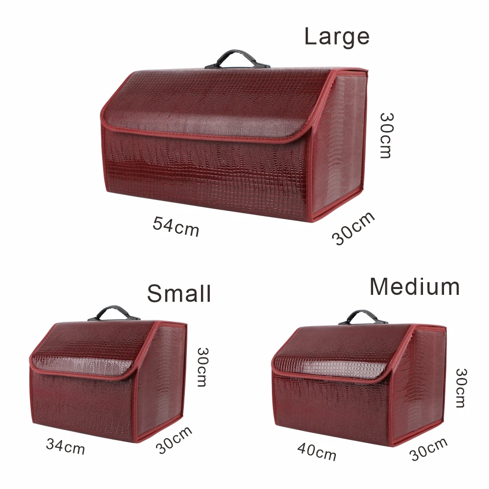 Collapsible Car Storage Box Crocodile Grain Leather Organizer For Car Trunk Organizer Box Auto Tidying Storage