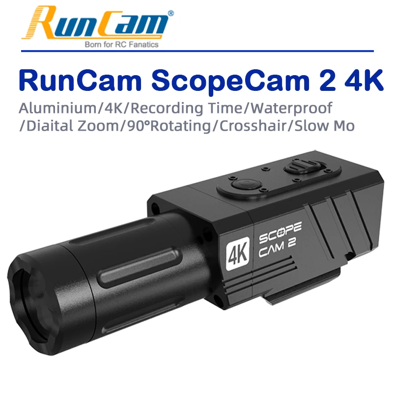 RunCam ScopeCam 2 4K 에어소프트 카메라, 디지털 줌, 맞춤형 십자선, IP64 방수, 1400mAh 128G ...
